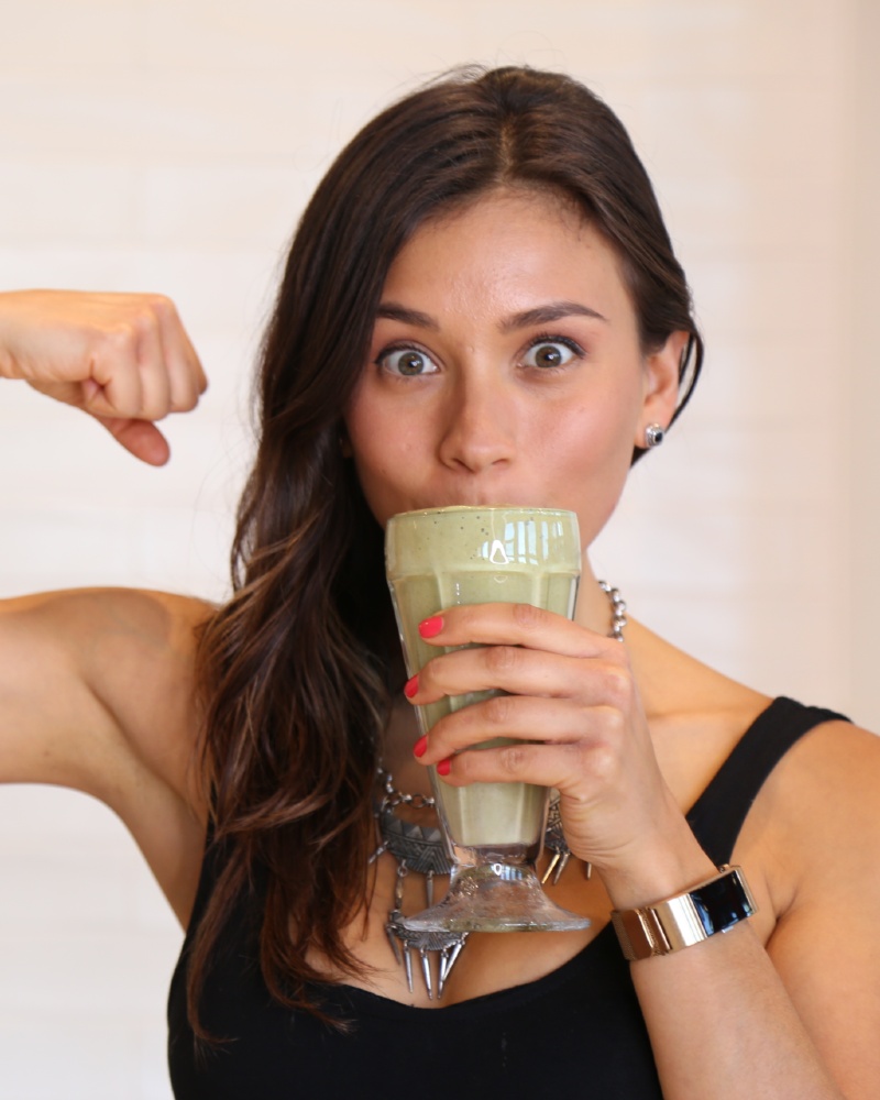 yovana with smoothie