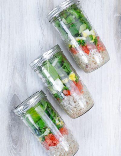 salad in a jar with egg